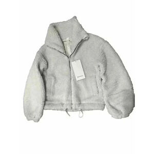 Lululemon Cinchable Fleece Full Zip Sz 0 Zip Up Textured Coat Jacket White Opal